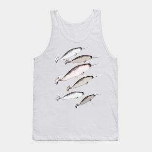 Narwhal Whales Swim Illustration Tank Top